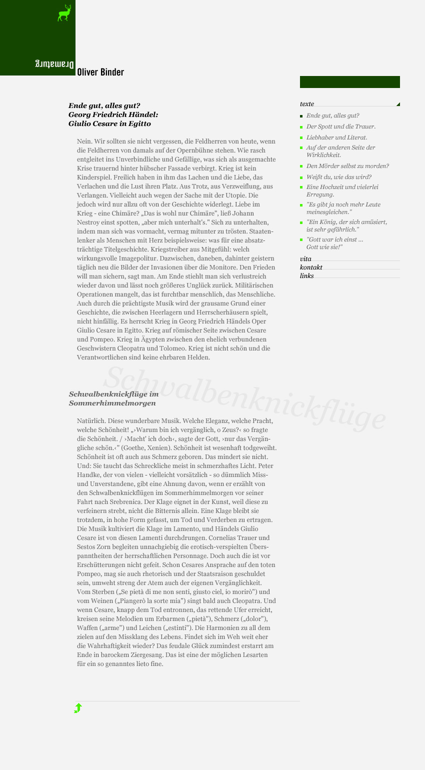 Oliver.Binder.Vollbild: Von okamo aus Berlin gestaltetes Webdesign der Homepage des Musikdramaturgen Oliver Binder