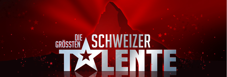 Design des von okamo aus Berlin gestalteten Logos der großen Schweizer Fernsehshow „Die größten Schweizer Talente“