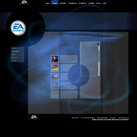 Design-Studie für das Webdesign von EA Electronic Arts, die Heike Woltmann und Marcus Lepie als freie Art Direktoren im Auftrag von defcom für EA gestaltet haben – Abb. 8