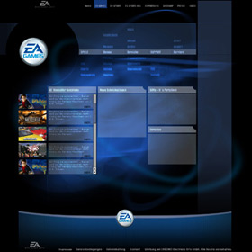 Design-Studie für das Webdesign von EA Electronic Arts, die Heike Woltmann und Marcus Lepie als freie Art Direktoren im Auftrag von defcom für EA gestaltet haben – Abb. 5