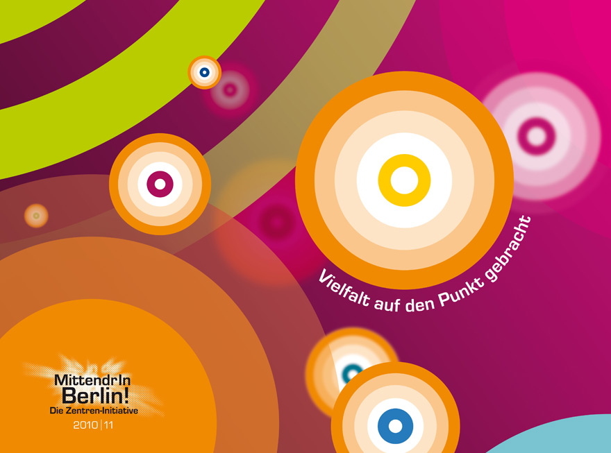 Design des von okamo aus Berlin gestalteten Key Visuals des Din-A1-Plakats für den Wettbewerb 2010/11 der Zentren-Initiative MittendrIn Berlin!, der von der Senatsverwaltung für Stadtentwicklung und der IHK Berlin zusammen mit privaten Partnern zweijährlich ausgerichtet wird