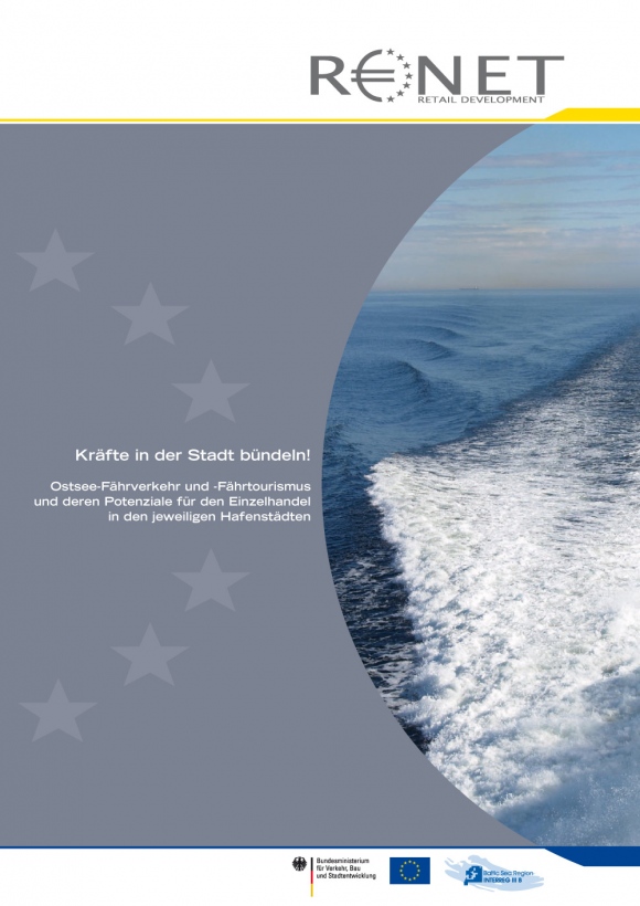 Cover-Design der Broschüre „Renet – Kräfte in der Stadt bündeln“, die okamo aus Berlin im Auftrag von location3 für das BMVBS, die EU und die „Baltic Sea Region – Interreg III B“ gestaltet hat